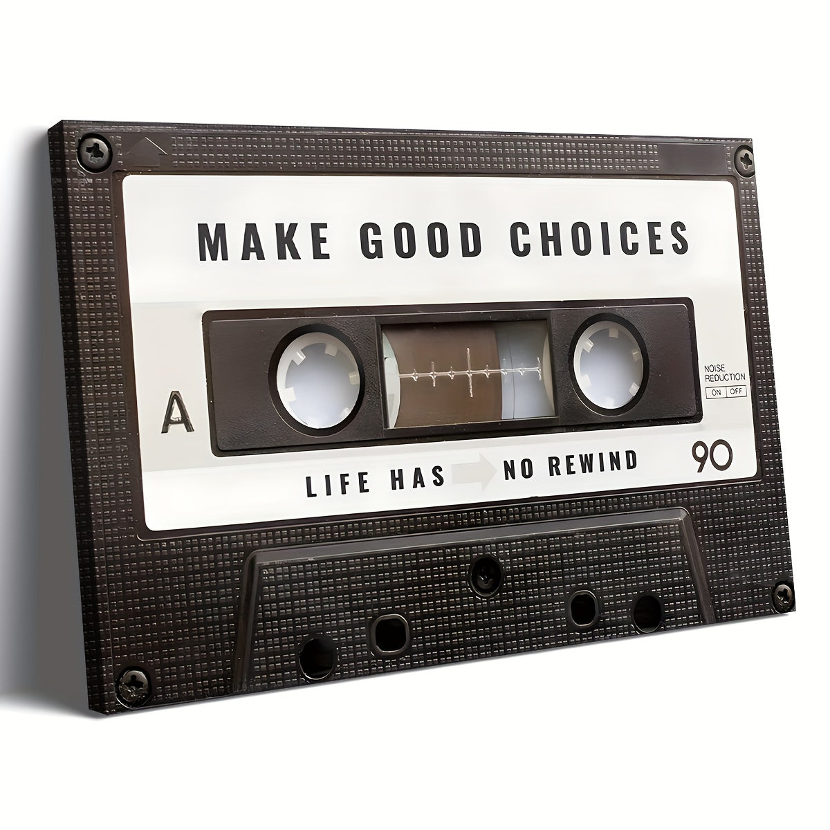 Lienzo Extra Grande de Cinta Cassette Retro - Cita Inspiradora, Listo para Colgar, Perfecto para Sala de Estar y Oficina