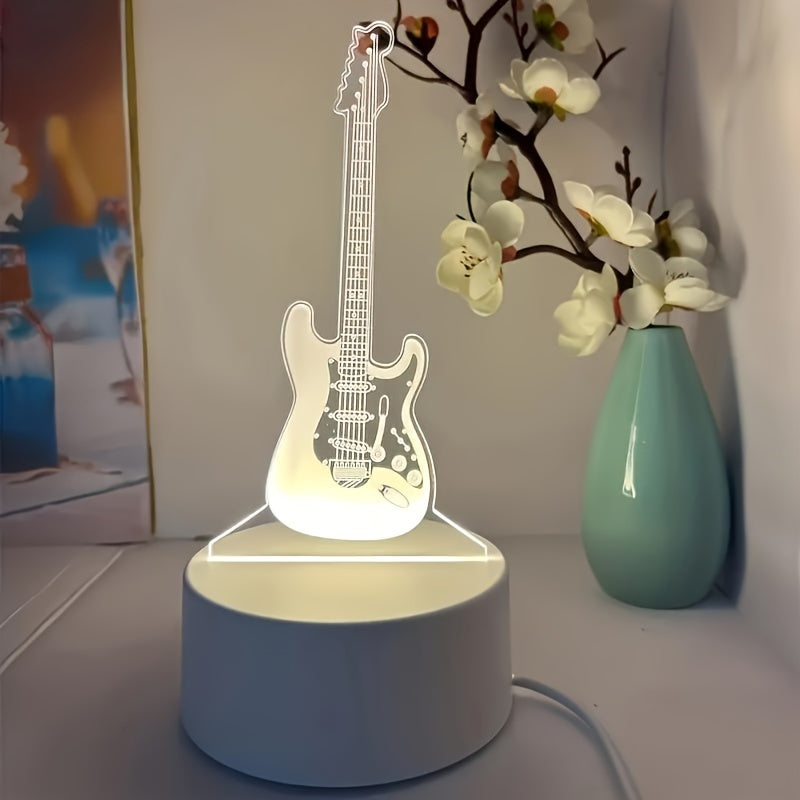 MusicGlow - 3D Guitar LED Night Light with Multicolored Ambient Lighting