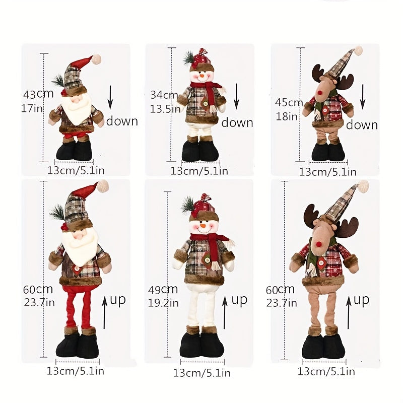 FestiveDecor - 3 Pieces Christmas Decorations: Santa Claus, Snowman & Reindeer Figurines