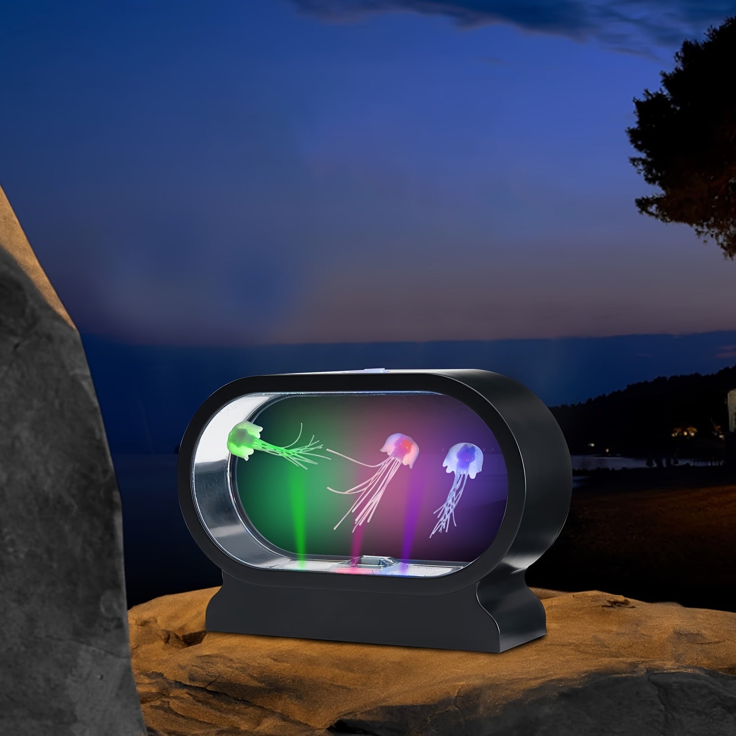 LumiJelly - LED Jellyfish Table Lamp, 3-Color Simulation Aquarium Night Light, Battery Powered, Decorative Light