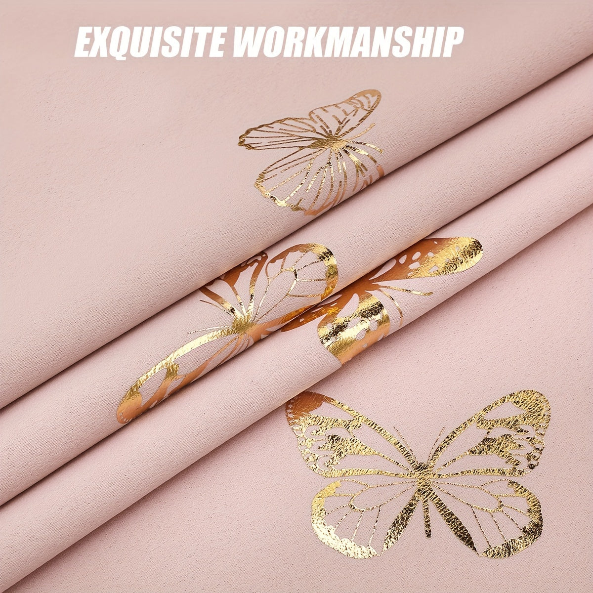 Bronzing Butterfly Blackout Curtains - 2 Pieces Heat and Sound Insulation for Living Room and Bedroom