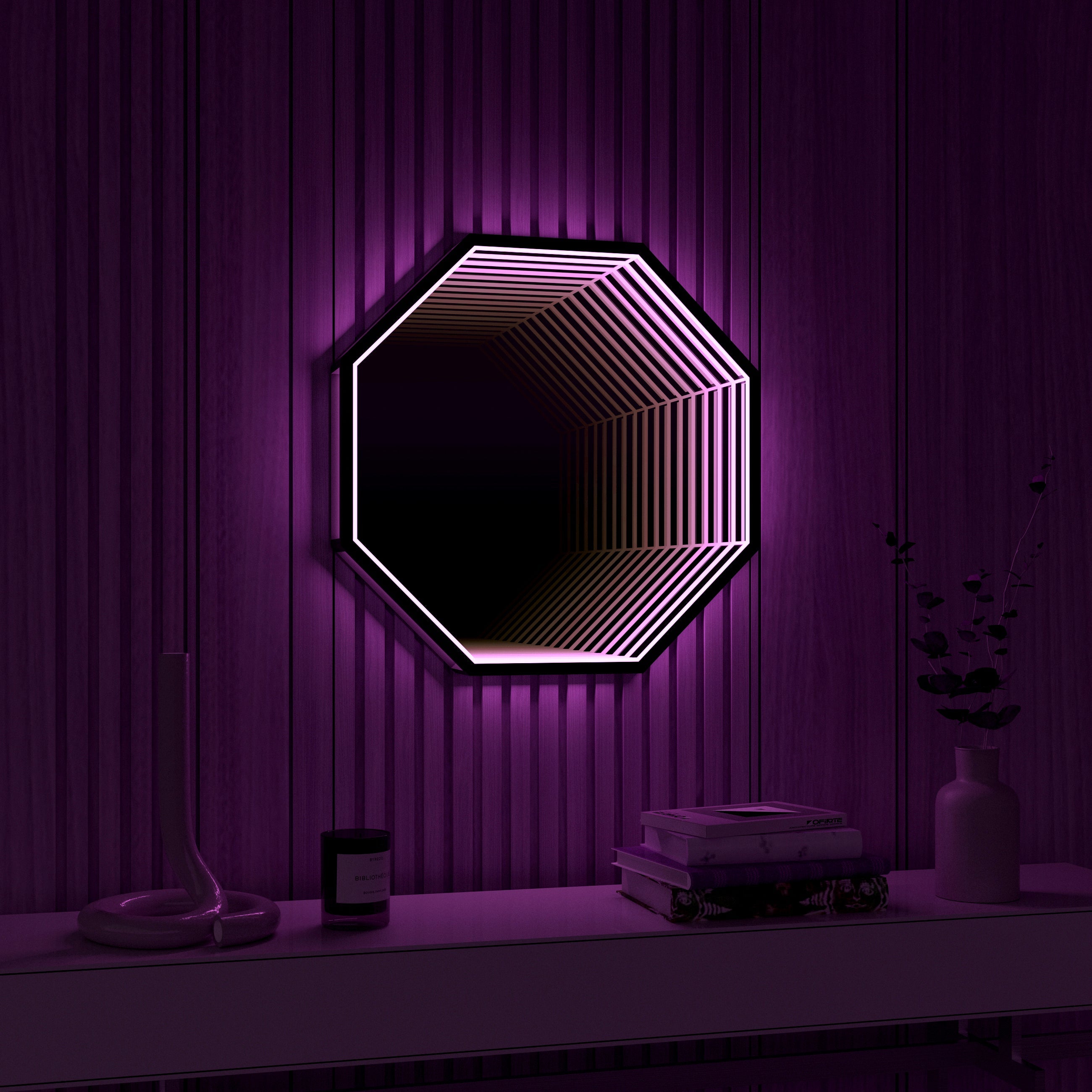 Lâmpada de Parede Espelho Infinito Octágono 3D
