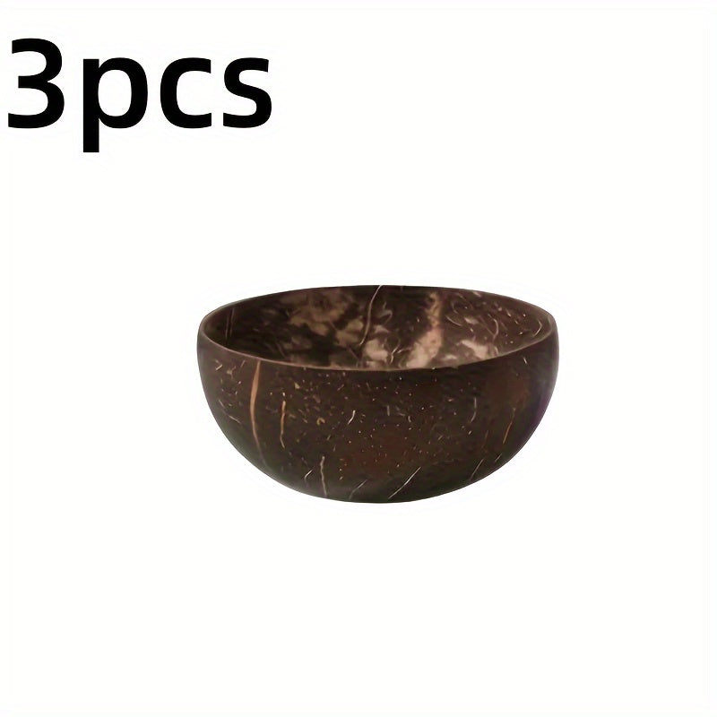 CocoServe - 3-piece Coconut Shell Bowl Set with Spoons