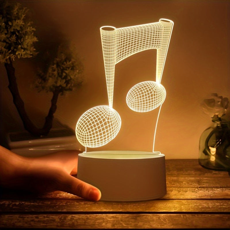 LumiNote - Acrylic Music Note Night Light, 3D LED Frame, USB-Powered