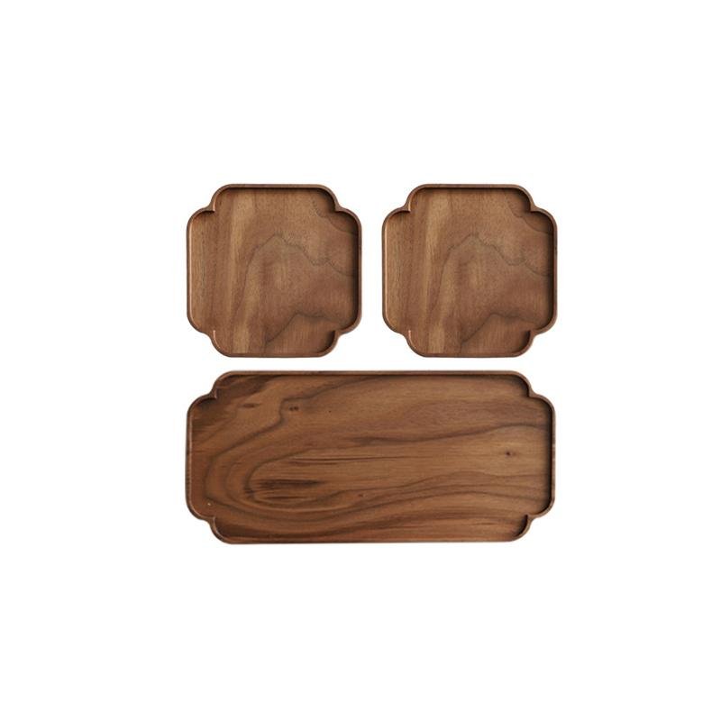 3-Piece Farmhouse Nut Brown Serving Board with Integrated Edges