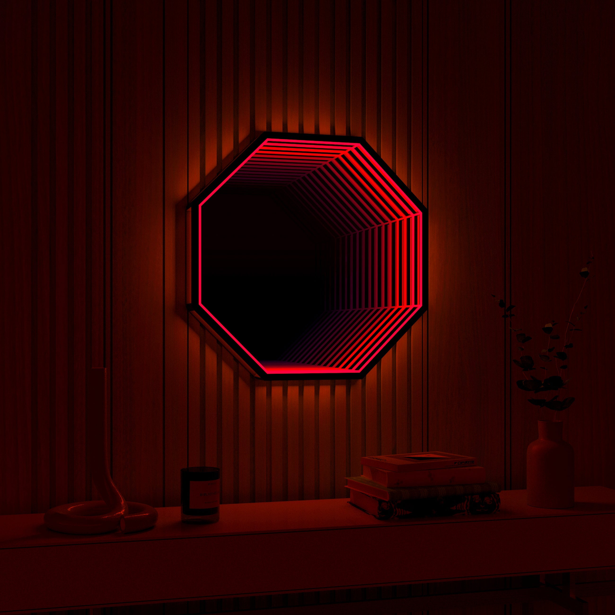 Lâmpada de Parede Espelho Infinito Octágono 3D