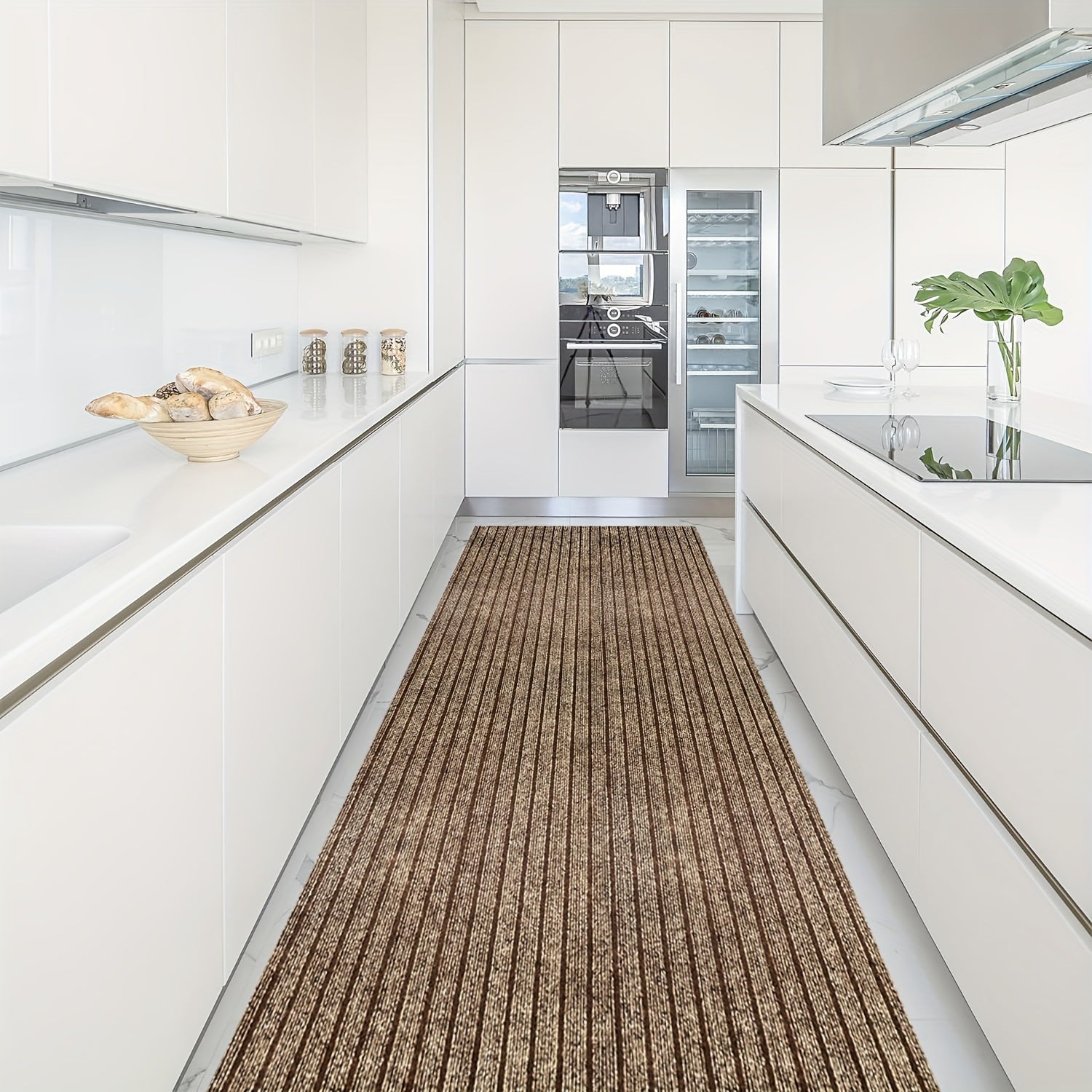 Passatoia Antiscivolo a Righe - Poliestere Lavabile con Filo di Gel e Fondo in Gomma per Interni/Esterni, Perfetta per Ingressi, Cucine e Balconi