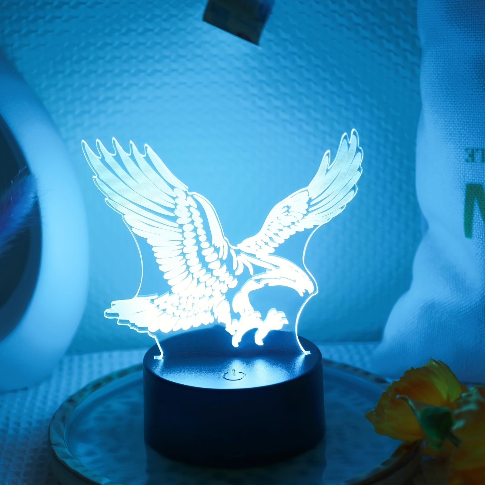 EagleLight - Candeeiro Noturno LED 3D com Controlo por Toque, Candeeiro de Mesa USB com 7 Cores