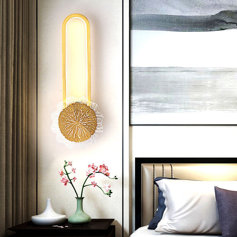 Lampada da parete LED industriale minimalista con anello in rame