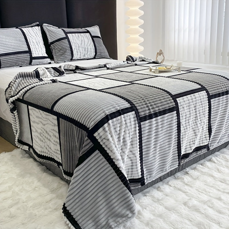 Coperta in Pile Ultramorbido con Stampa a Quadri - Perfetta per Divano, Letto, Ufficio e Decorazione da Campeggio - Lavabile in Lavatrice, Comfort per Tutte le Stagioni