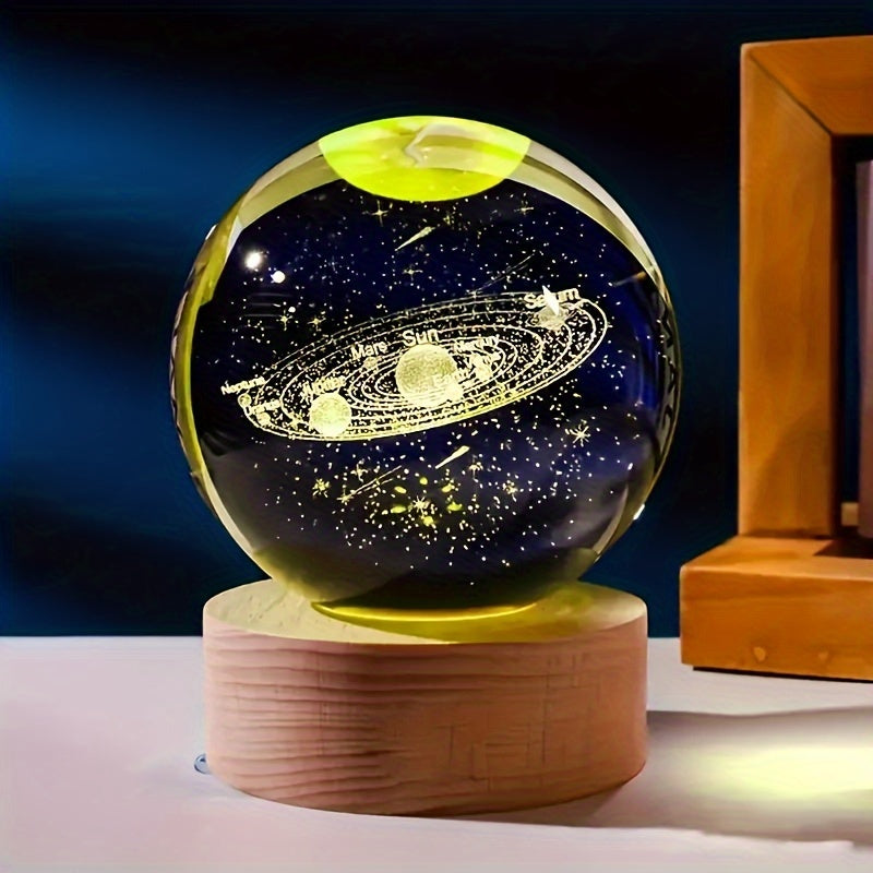 LumiSphere - 3D Crystal Ball LED Night Lamp with Wooden Base