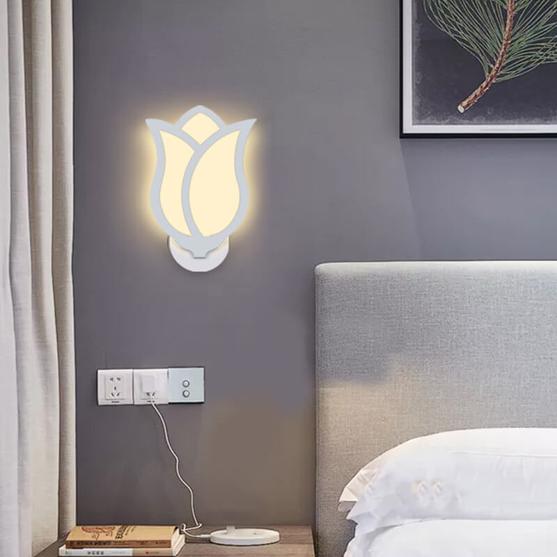 Lámpara de pared LED moderna, minimalista y creativa con diseño de rosa
