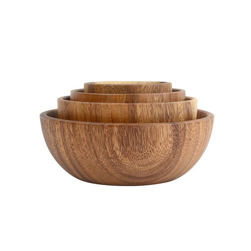 Set de 4 piezas de cuencos de madera para ensalada de pasta y fideos