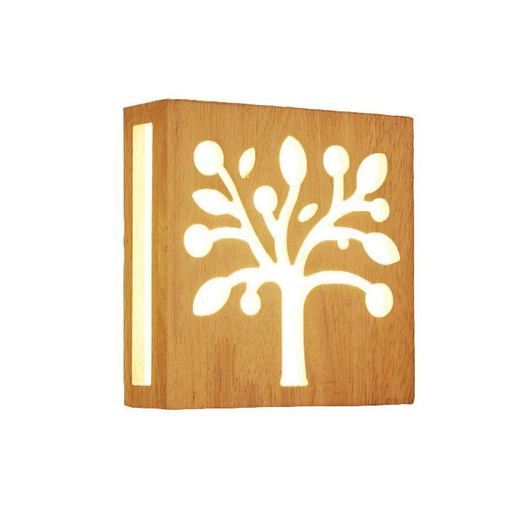 NatureShine - Lámpara de pared LED moderna de madera maciza con motivo lúdico