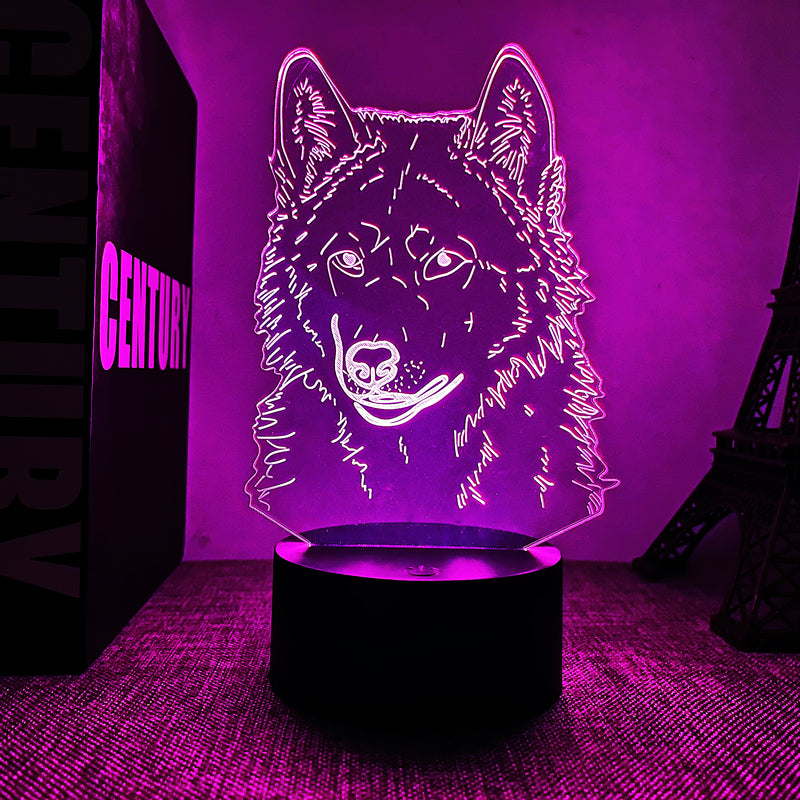 WolfLight - 3D Night Light with Touch Control and Black Base