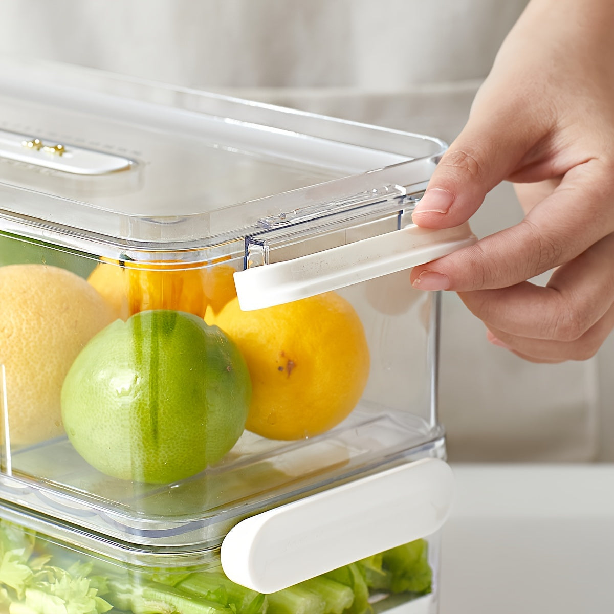 1 pezzo Scatola di Stoccaggio per Frigorifero – Contenitore di Conservazione in PET Sicuro per Alimenti, Singolo/Doppio Strato