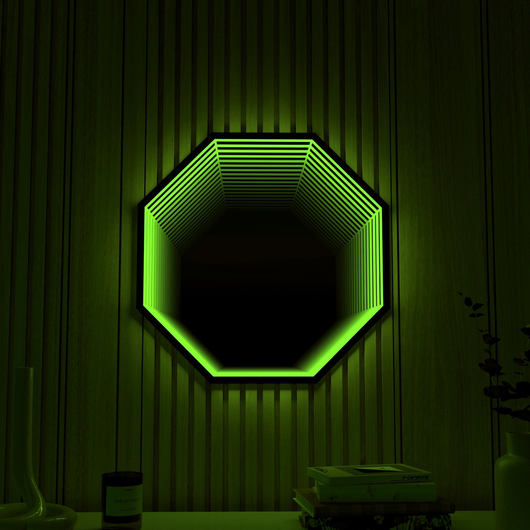 Lâmpada de Parede Espelho Infinito Octágono 3D