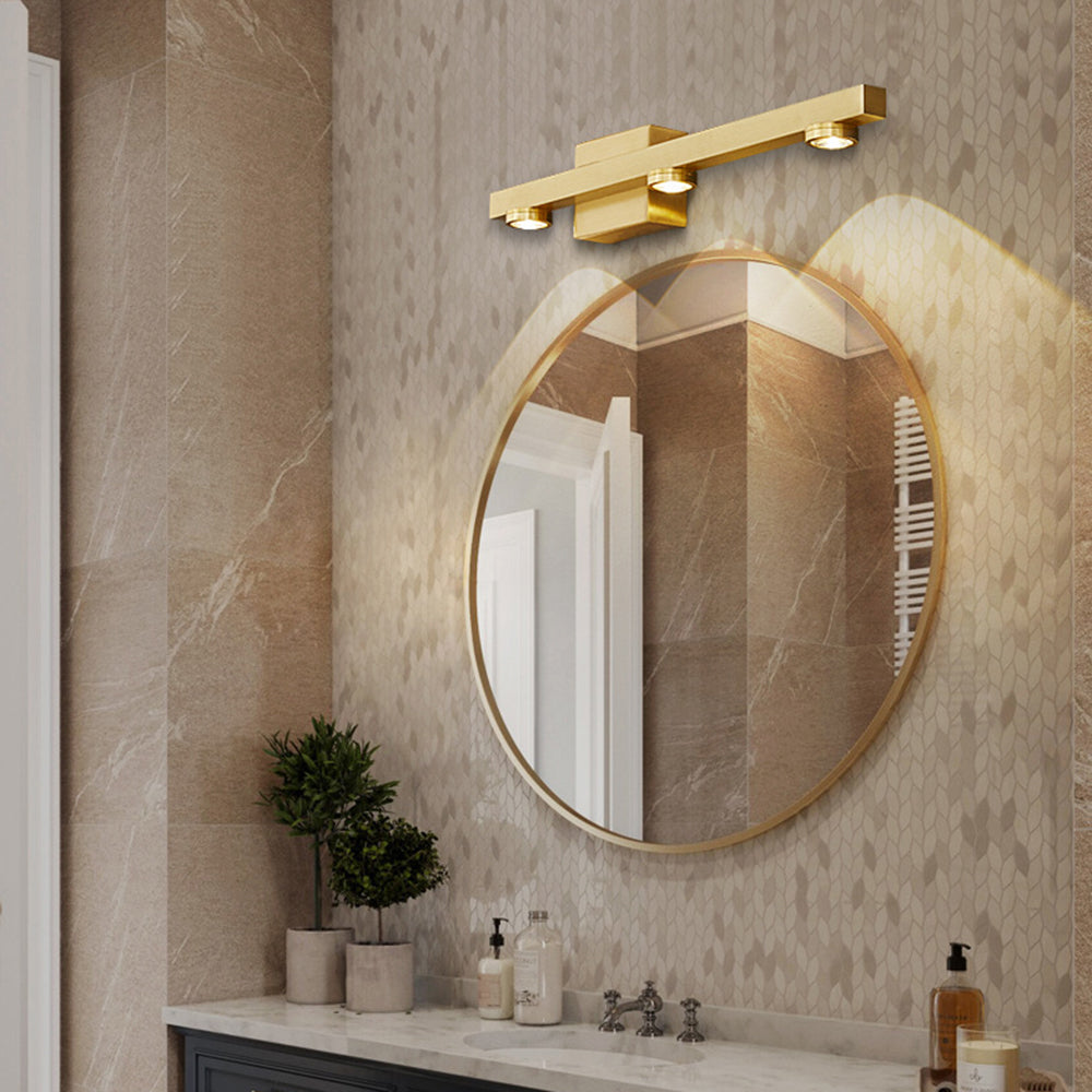 Freja - Lampada da parete LED moderna, nero/oro, bagno, metallo