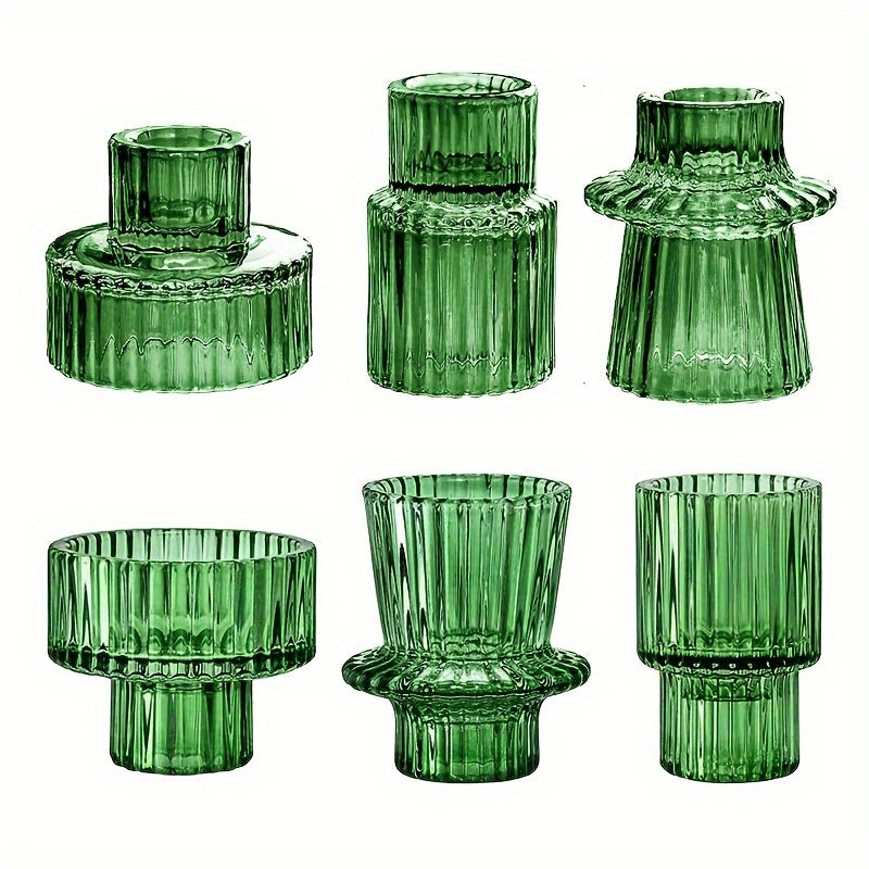 Portacandele in Vetro 3/6 Pezzi - Perfetto per Decorazioni da Tavolo e Matrimoni