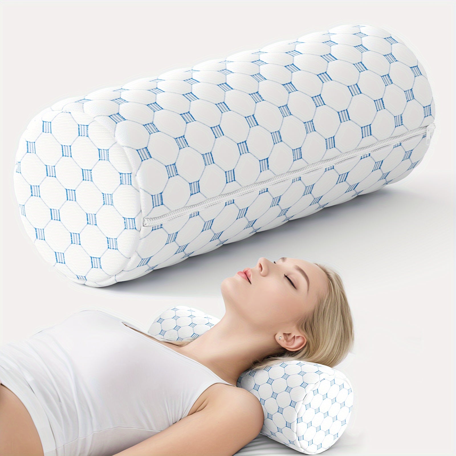 SleepAlign - Cooling Neck Roll Memory Foam Washable Cover