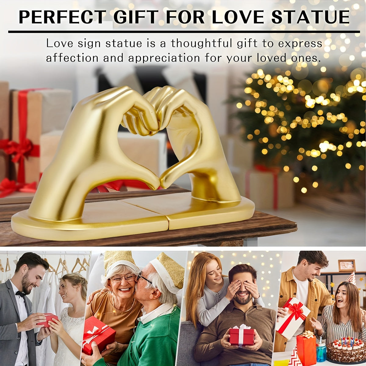 Heavy Duty Boekensteunen met Gouden Finger Heart Design - Moderne Kunst voor Thuisdecoratie