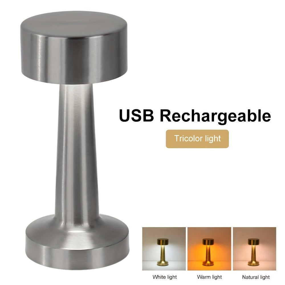 LuxeGlow - Lámpara de mesa inalámbrica de 3 colores con atenuación táctil