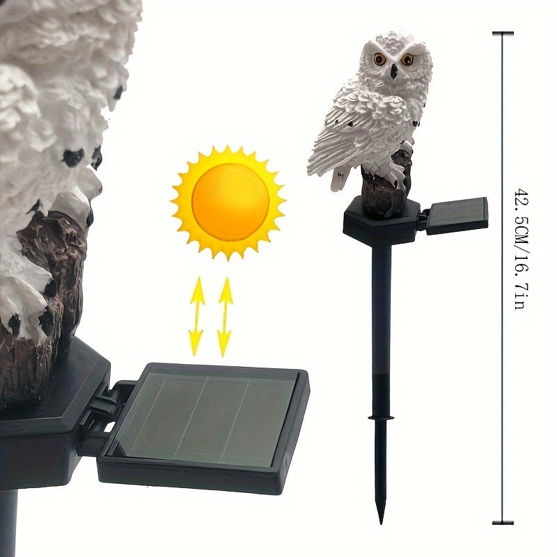 SolarOwl - Lâmpada Solar LED para Relvado, Decoração de Jardim com Design em Resina