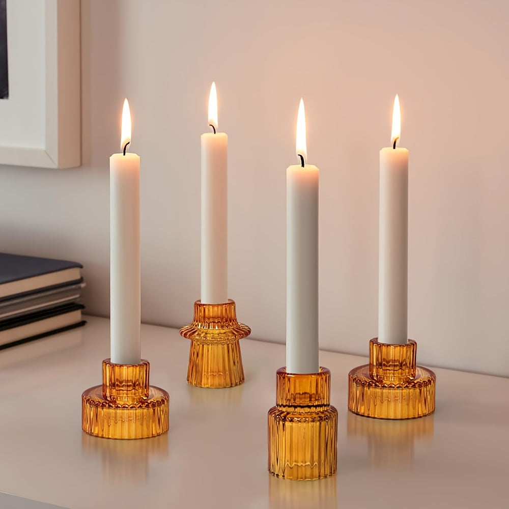 Conjunto de 6/9/12 Castiçais de Vidro - Perfeito para Centros de Mesa, Casamentos e Jantares Festivos