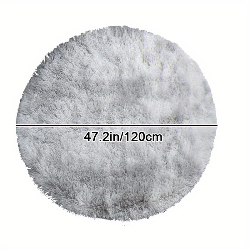 Round Rainbow Fluffy Rug – Tie Dye Colorful, Soft Play Mat for Children, Bedroom or Living Room Decor