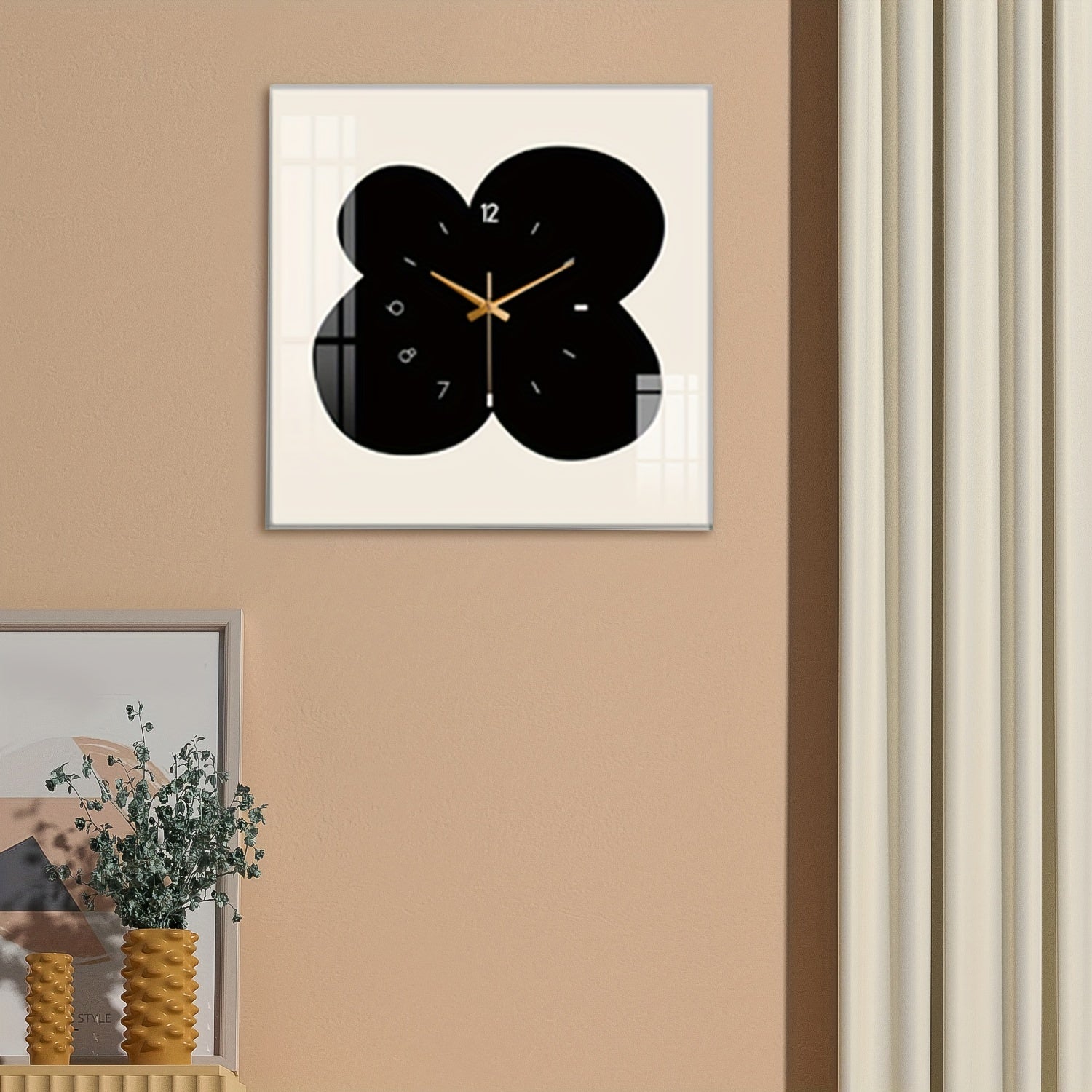 FloralTime - Silent Square Wall Clock with Floral Pattern