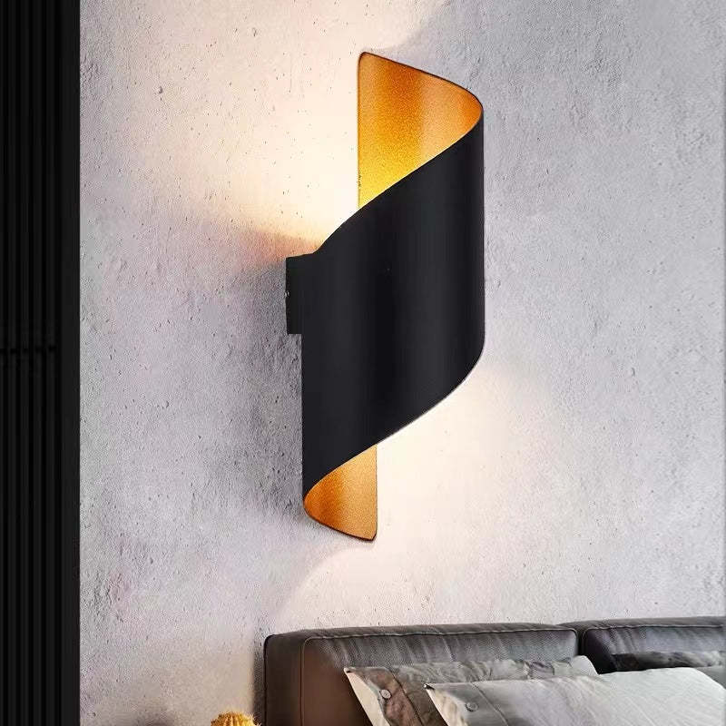 Lámpara de pared LED moderna Orr, espiral, interior, blanco/negro, metal