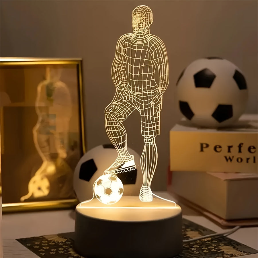 SportGlow - 3D Football Player Illusion LED Table Lamp with Acrylic Shade