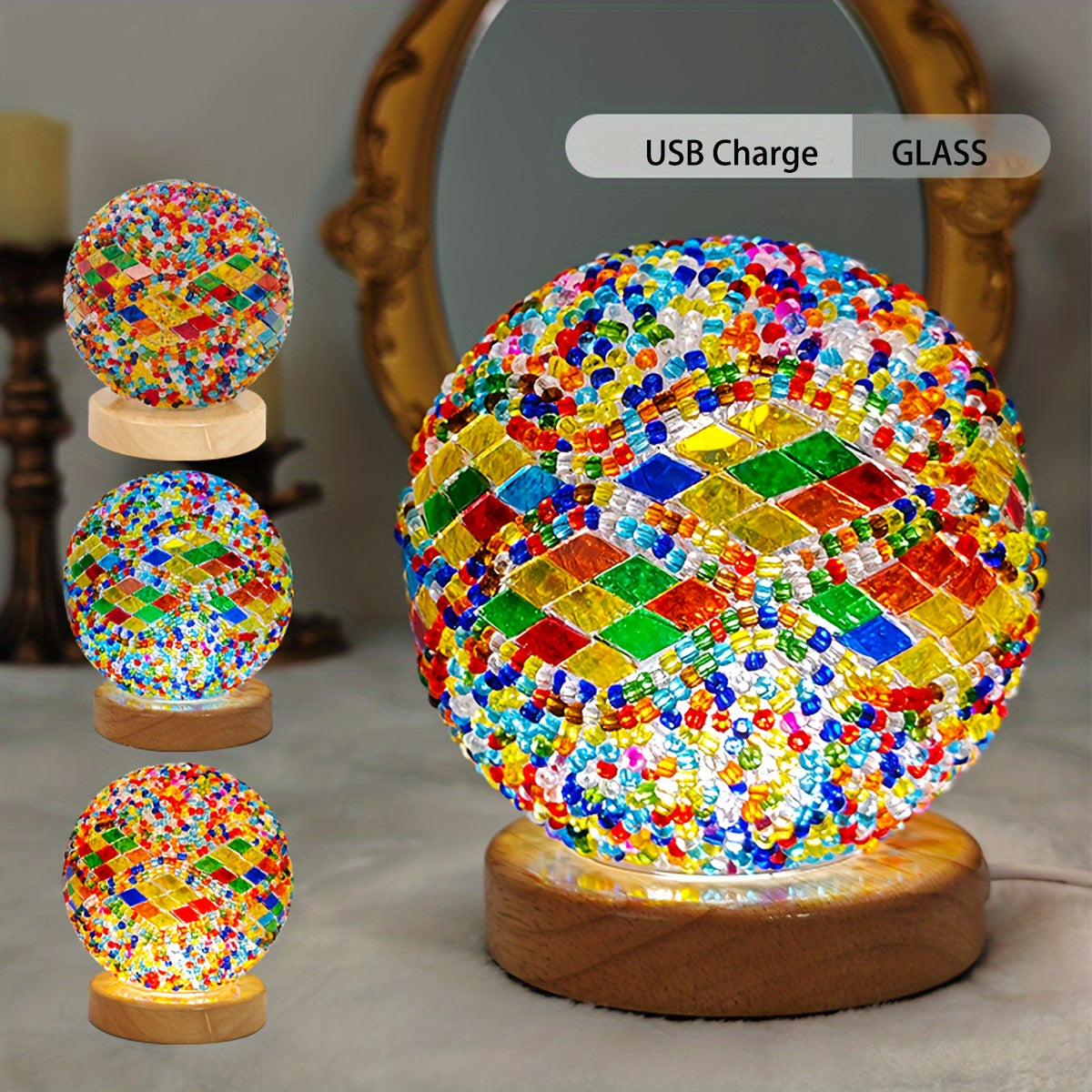 GlassArt - Modern LED Table Lamp with Adjustable Lighting and Colorful Glass Shade