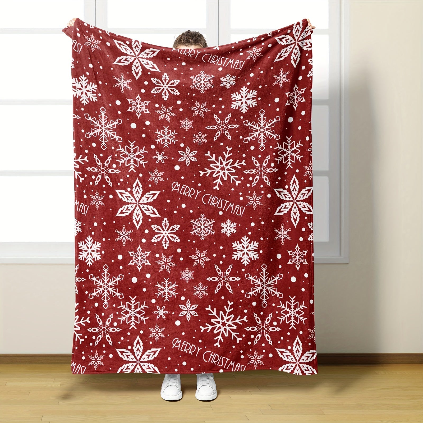 Manta de forro polar con impresión digital navideña - Multifuncional, lavable a máquina, 70cm x 130cm