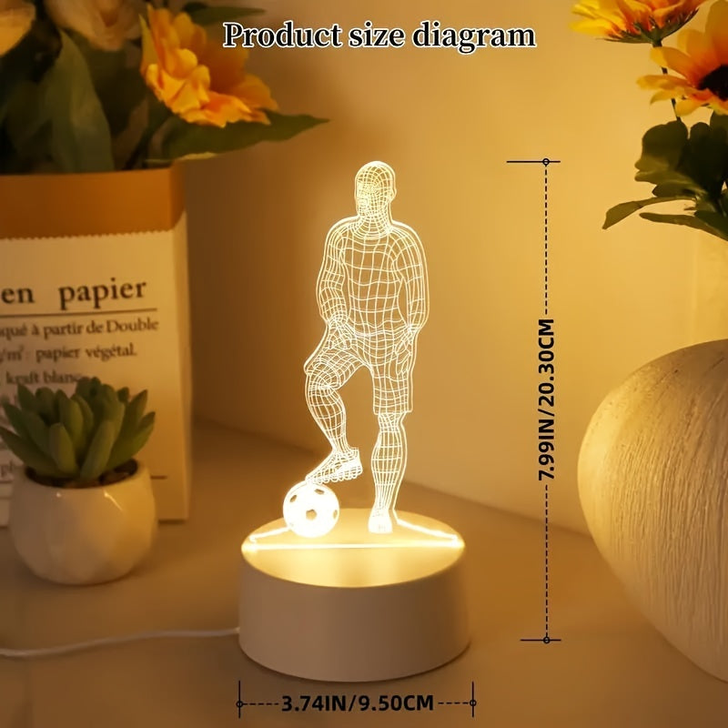 SportGlow - 3D Football Player Illusion LED Table Lamp with Acrylic Shade