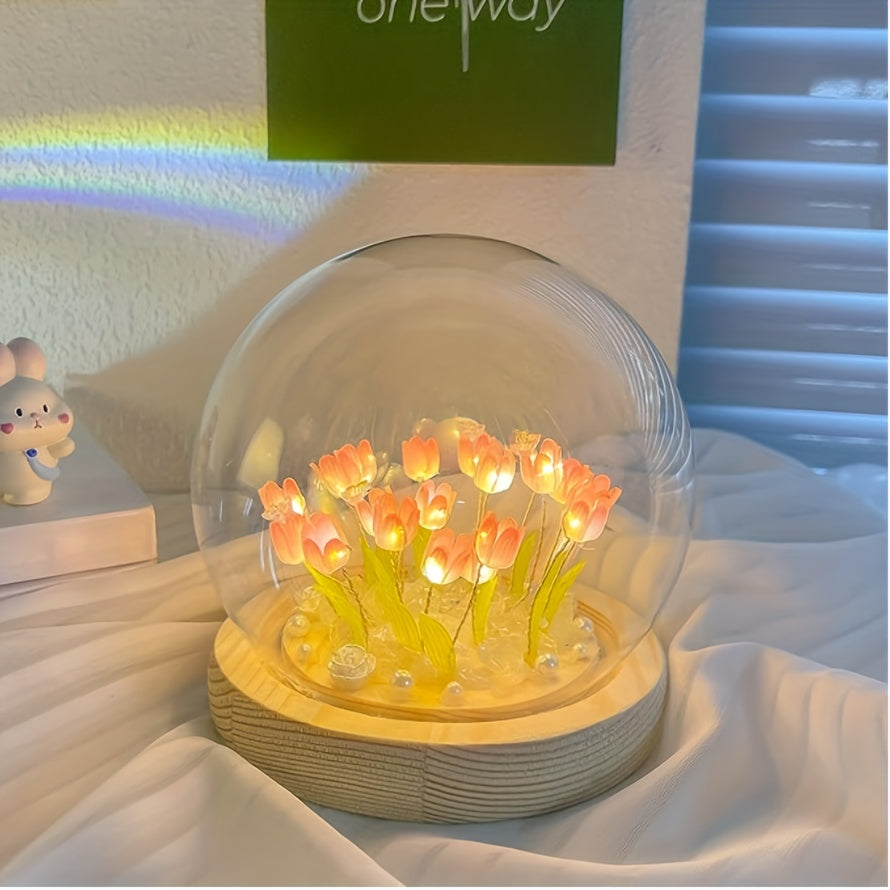 TulipGlow - Candeeiro de Mesa Criativo de Tulipas para Fazer Você Mesmo para Decoração de Quarto
