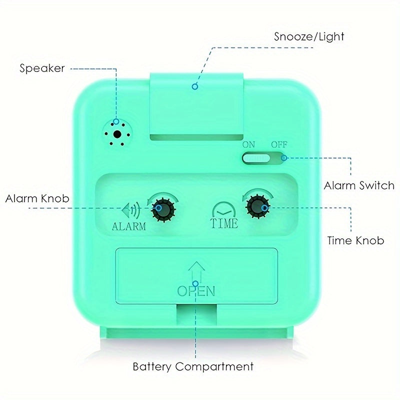 TimeEase - Sveglia Rettangolare Silenziosa con Lancette Luminose