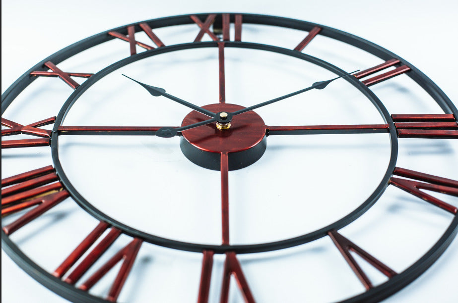 Large Retro Wall Clock made of Iron in Vintage Style