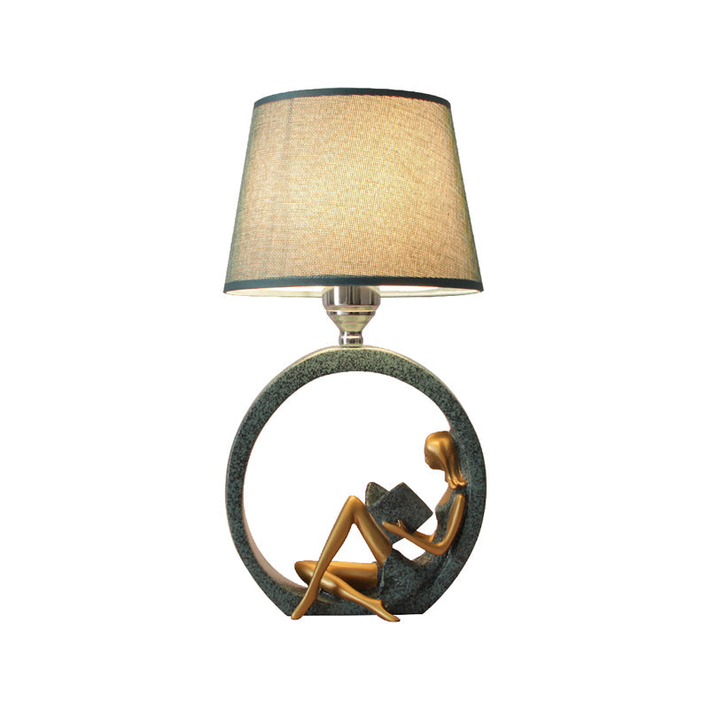 Lámpara de lectura Modern Meisje - Lámpara nocturna de resina de 1 luz con pantalla de tela azul