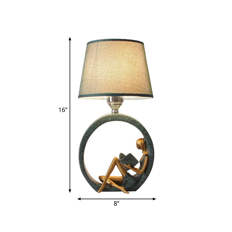 Lámpara de lectura Modern Meisje - Lámpara nocturna de resina de 1 luz con pantalla de tela azul