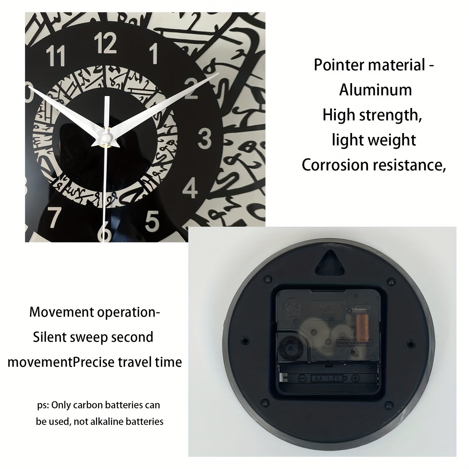 FaithTime - Islamic Wall Clock Made of Tempered Glass, Silent Round Decoration