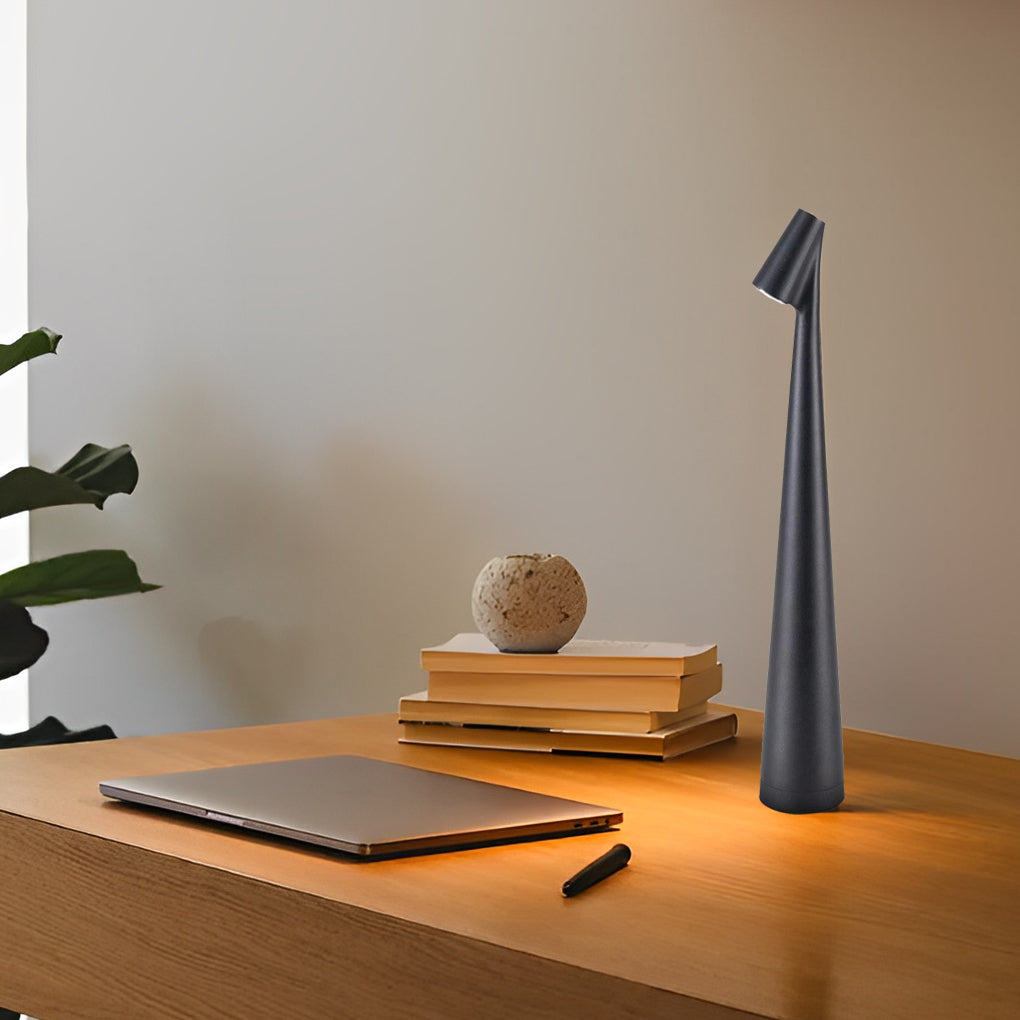 AuroraGlow - Lampada da Tavolo Conica Elegante con Downlight e Possibilità di Ricarica USB