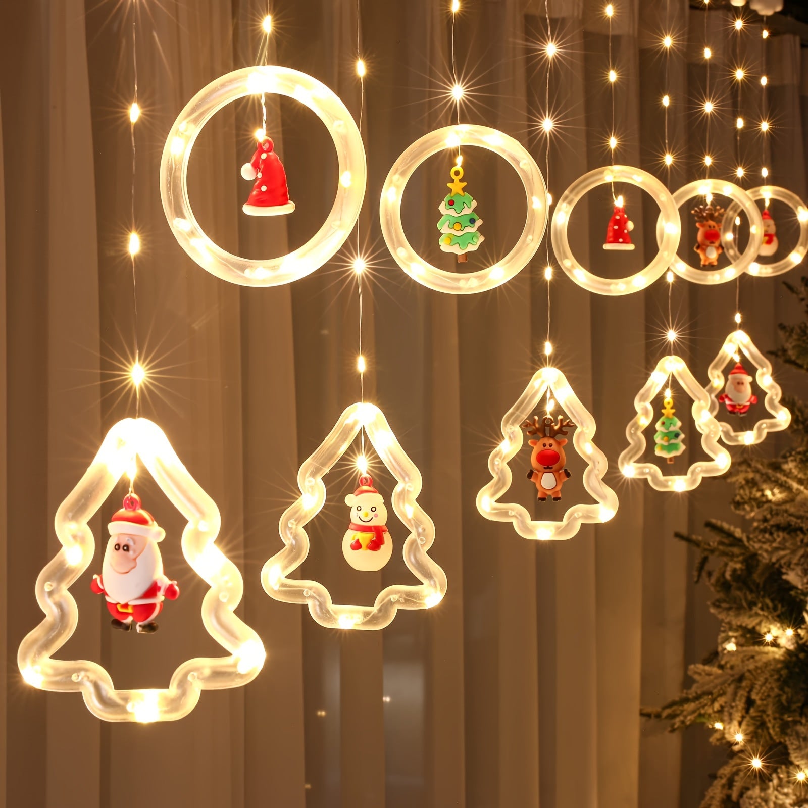 HolidayGlow - Anello luminoso natalizio con 10 mini figure di Natale