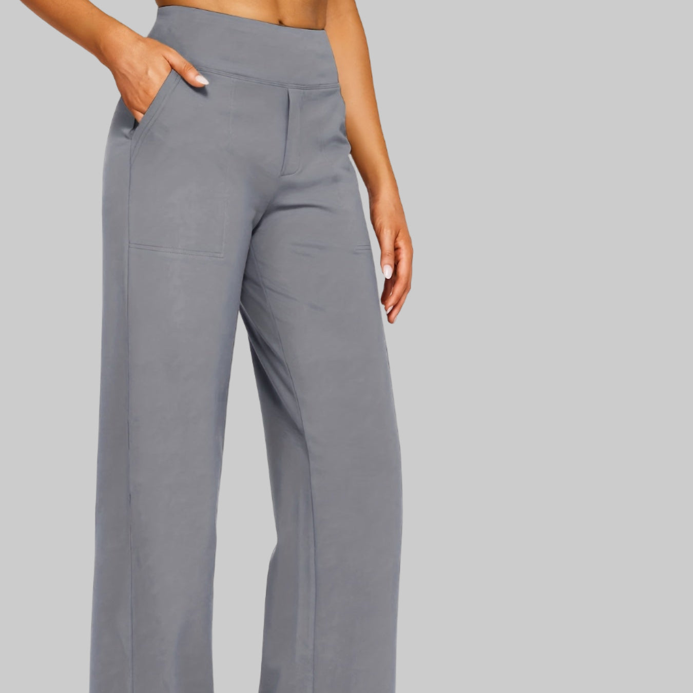 Women's Pants Wide Leg Elegant Stretch Nylon Long Trousers