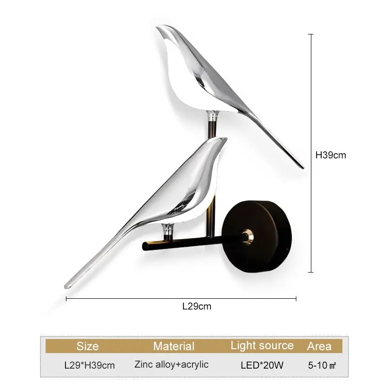WingSpan - Candeeiro de Parede Vogel giratório 360° – Iluminação Elegante e Divertida para Casa