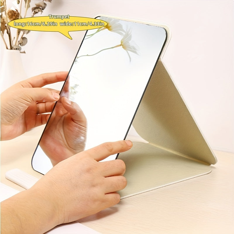Espejo de Maquillaje Portátil Plegable – HD, Modelo de Mesa, Ideal para Mujeres y Niñas, Sin Batería