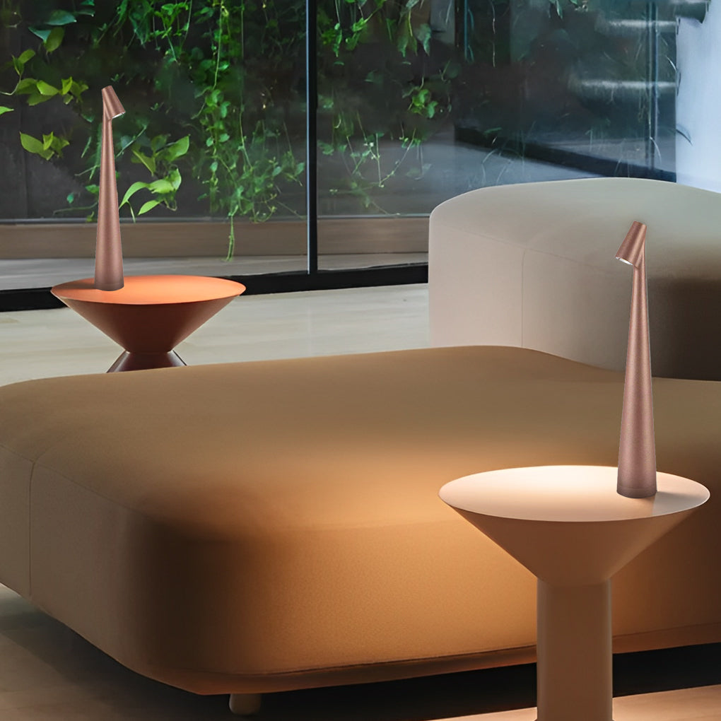 AuroraGlow - Stylish Conical Table Lamp with Downlight and USB Charging Capability