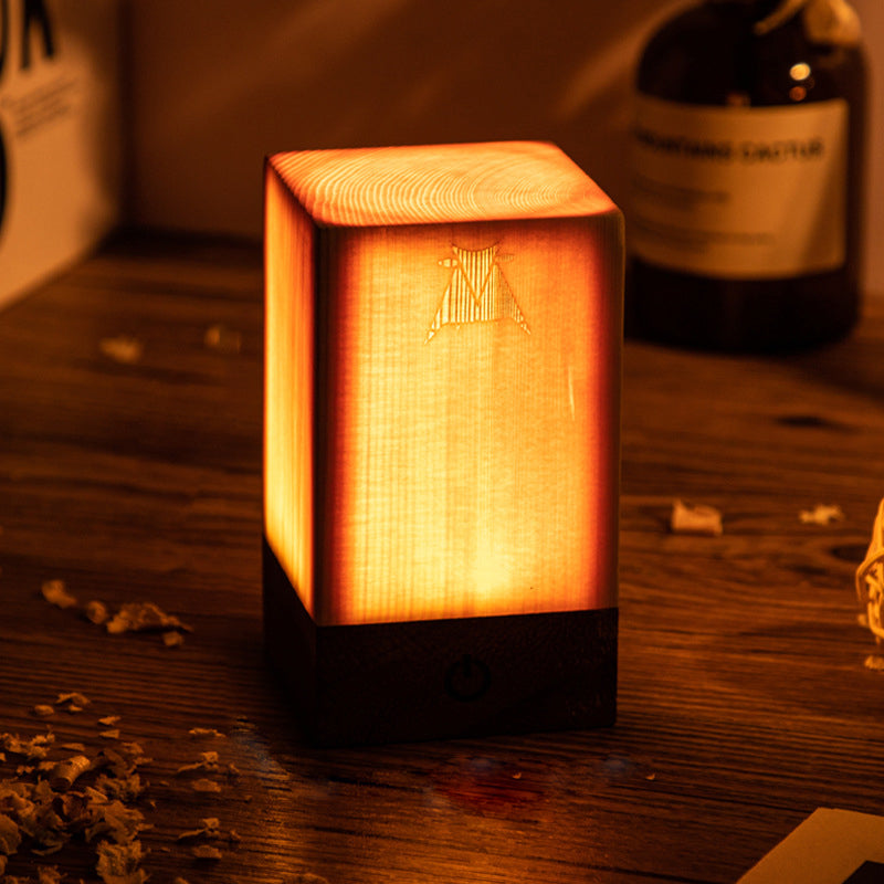 LumiHout - Lámpara de mesa LED con batería y control táctil