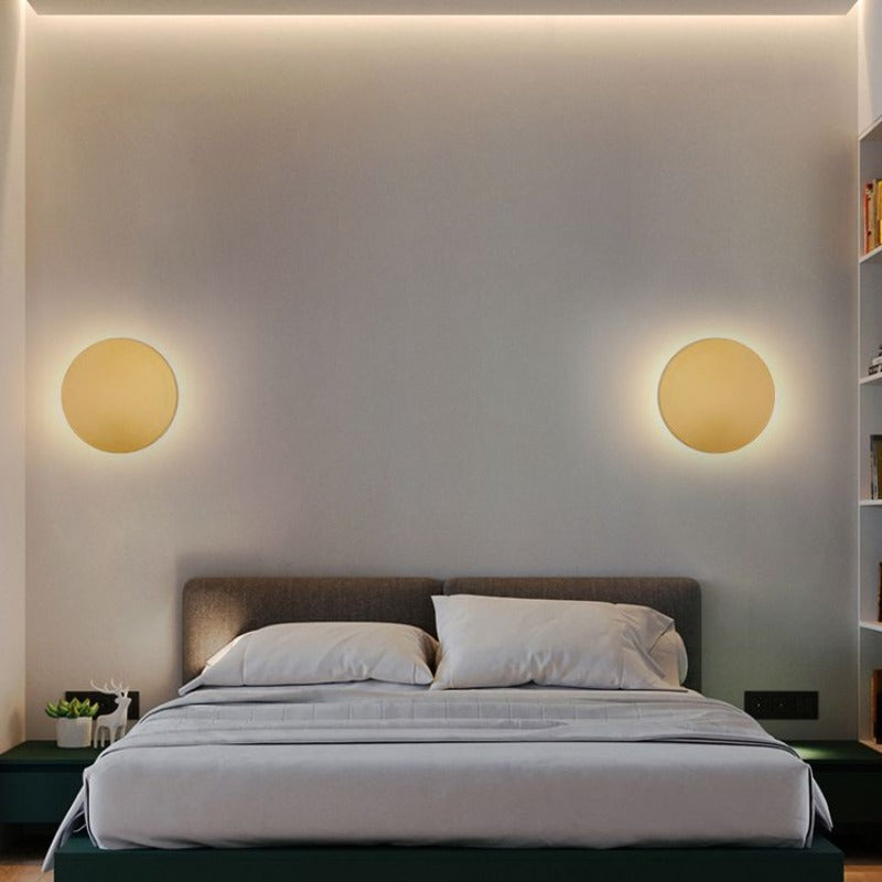 Orr Moderne Lámpara de Pared Redonda - Negro/Blanco/Oro, Metal, Sala de Estar