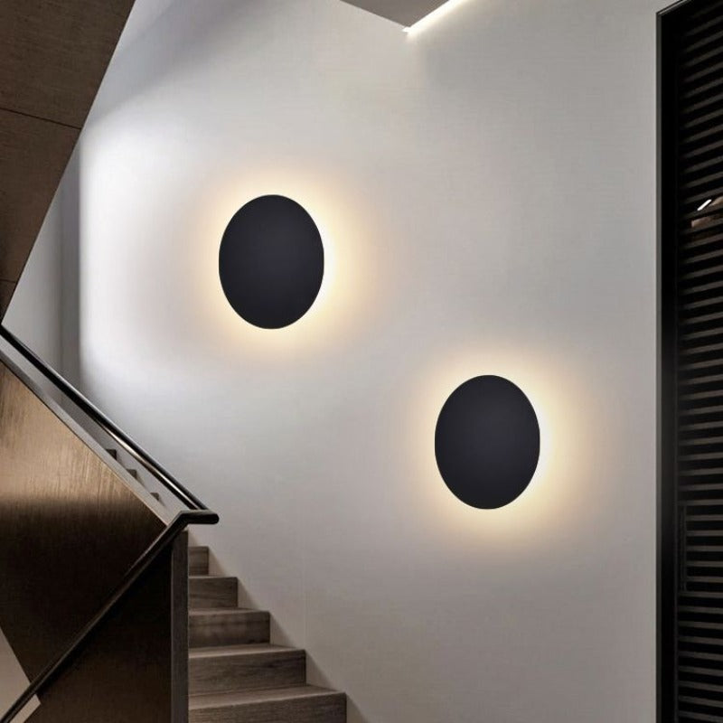 Orr Moderne Lámpara de Pared Redonda - Negro/Blanco/Oro, Metal, Sala de Estar